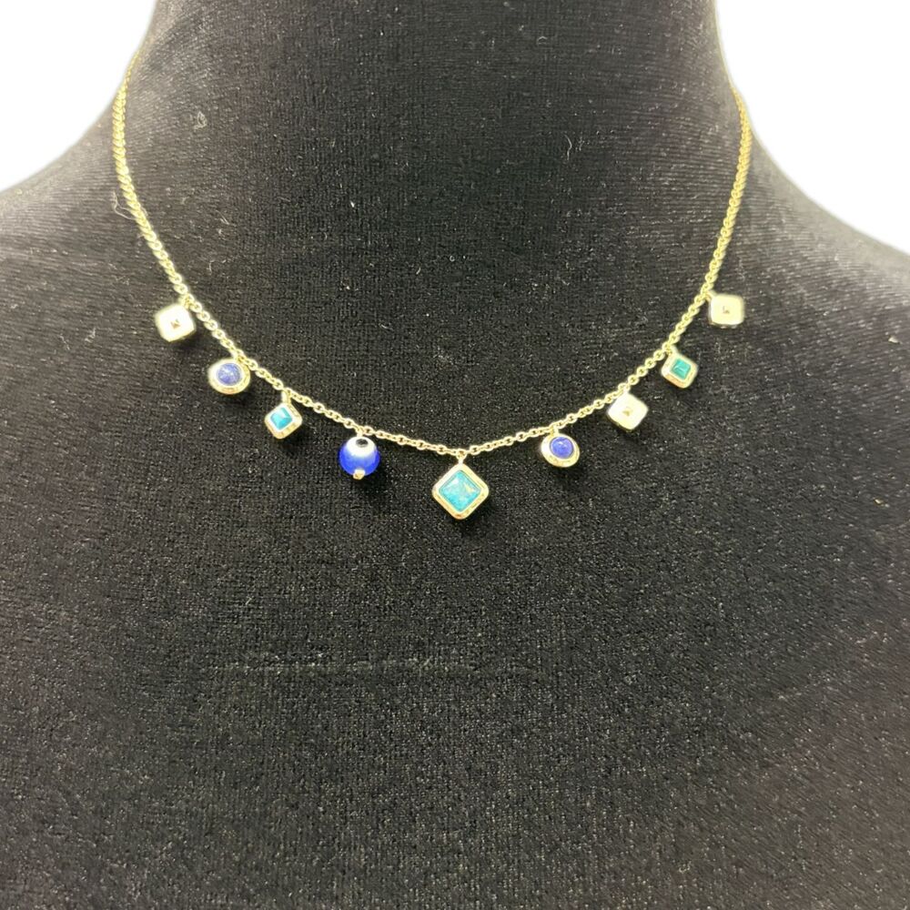 Kendra Scott Summer Blue Boho Charm Necklace Evil Eye Turquoise Mix Gold Plated